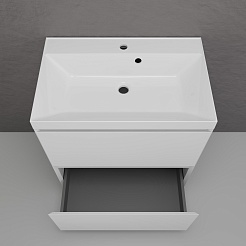 Style Line Тумба с белой раковиной Манхэттен 70 Plus эмаль белая матовая – фотография-5